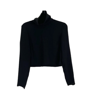 Aritizia Babaton Cropped Black Long-Sleeved Turtle Neck Blouse